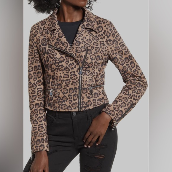 SOLD! Vigoss Leopard Print Faux Leather Suede Moto Jacket M - Picture 2 of 8